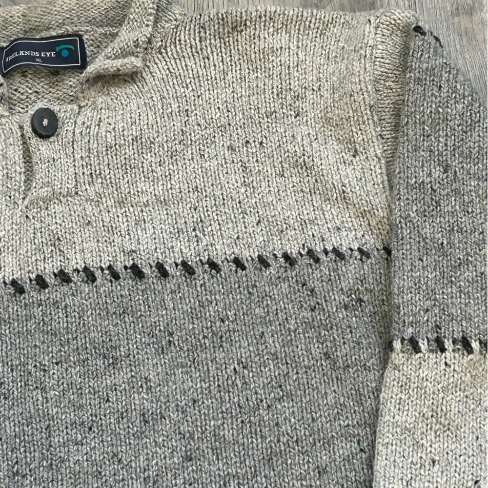 Irelands Eye Wool Silk Blend‎ Sweater w/ Button Sz XL